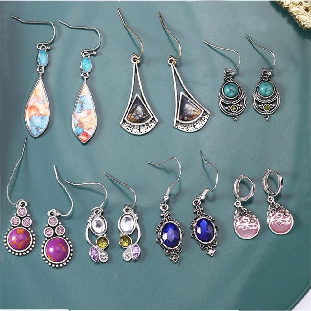 12-14 Pairs Drop Dangle Earrings for Women Boho Jewelry Waterdrop Earrings Set - Picture 4 of 16